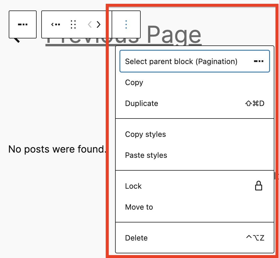 More Options in the Pagination Block